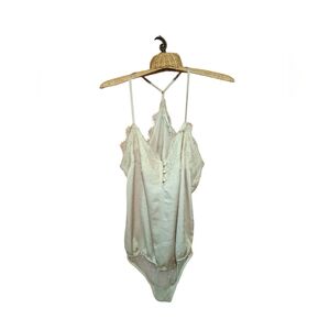 Abercrombie & Fitch BEIGE GRAYISH  Satin Lace Lingerie Bodysuit Small Romantic